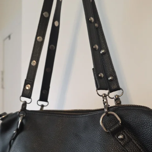 Black Studded Women's Shoulder Bag - Picture 2 of 9